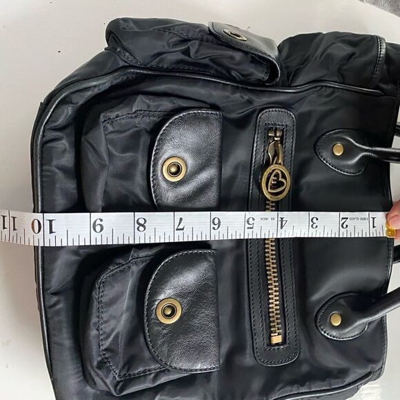 Moschino Black Nylon Handbag Leather Detailing VINTAGE Designer Luxury Italy - Picture 16 of 16